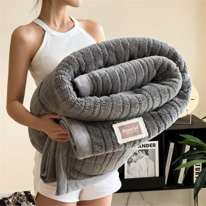 Coperta calda a righe di lusso - Grigio scuro - 2 federe - 48cm x 74cm - image 8