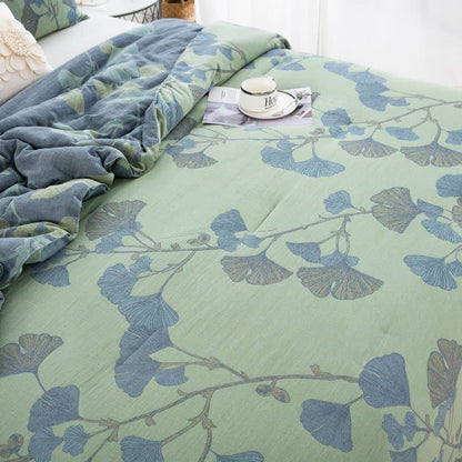 Biancheria da letto reversibile in garza di cotone con foglie di ginkgo - image 5