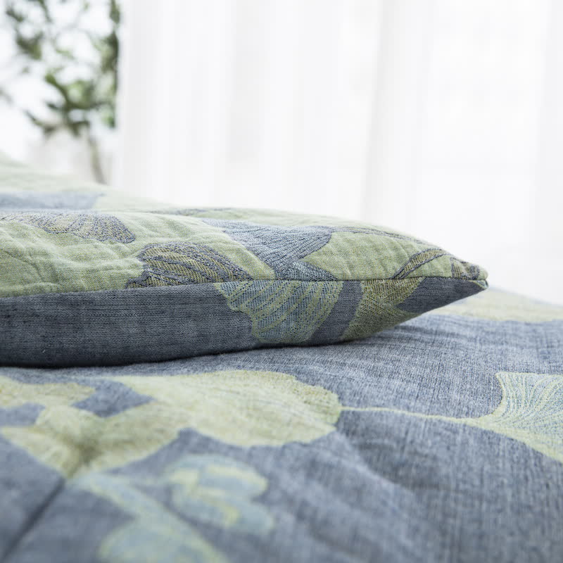 Biancheria da letto reversibile in garza di cotone con foglie di ginkgo - image 6