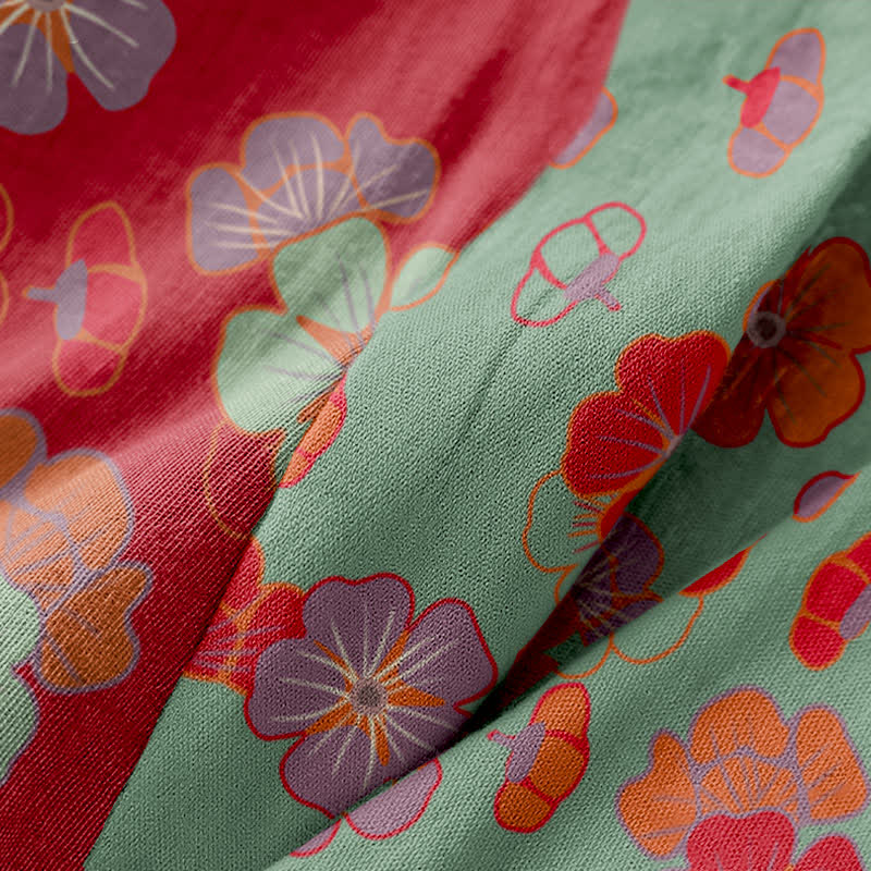 Kimono in garza di cotone con fiori di prugna - image 7