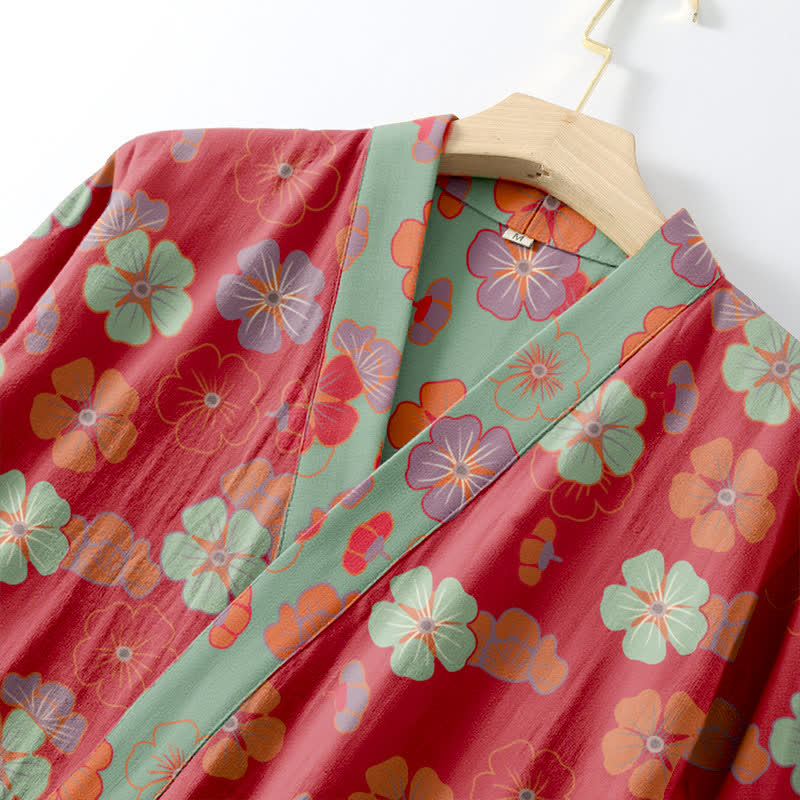 Kimono in garza di cotone con fiori di prugna - image 5