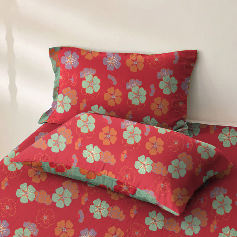 Copriletto in cotone biologico Plum Blossom - Rosso - 2 federe - 102cm x 51cm - image 6