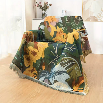 Coperta da divano con fiori della giungla - image 1