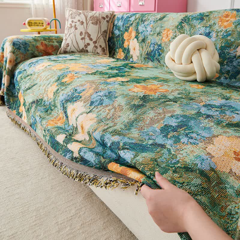 Coperta da divano con motivo botanico White Blossom - image 3