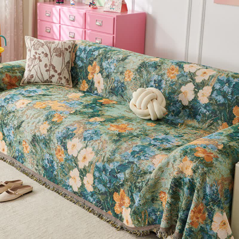 Coperta da divano con motivo botanico White Blossom - image 1