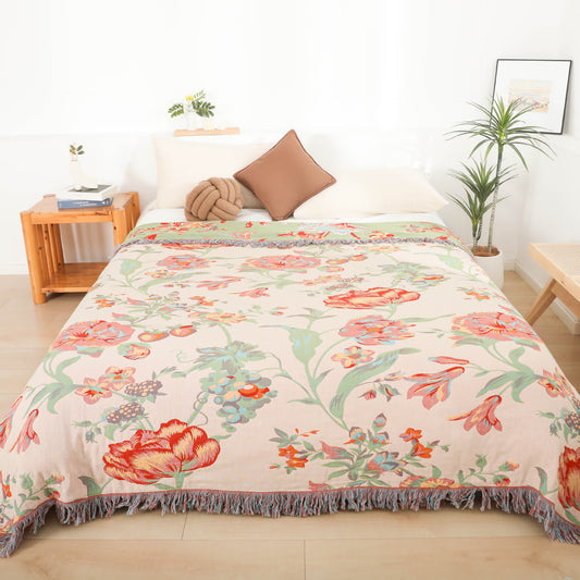 Trapunta con nappe in garza di cotone a fiori d'arancio - Matrimoniale - image 0