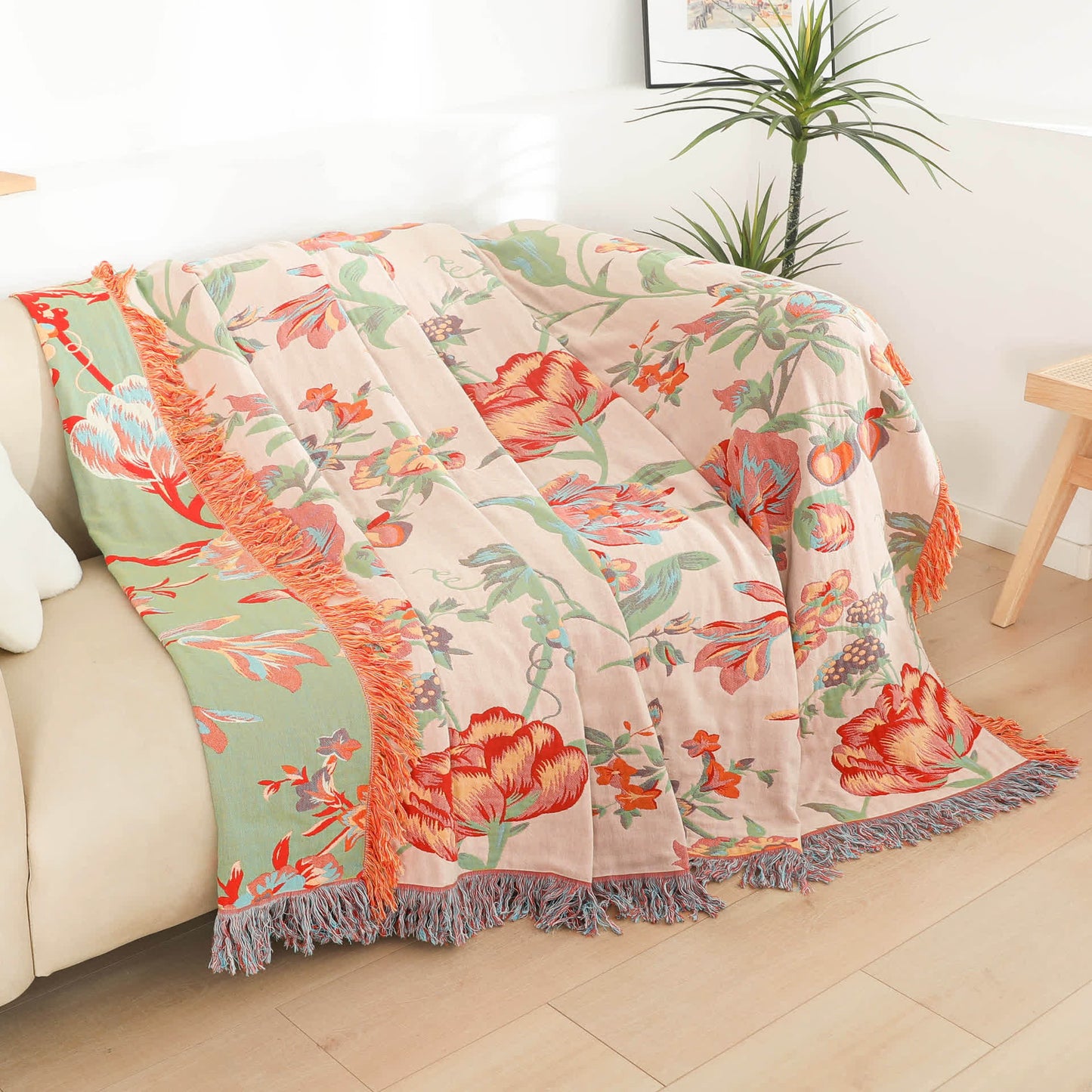 Trapunta con nappe in garza di cotone a fiori d'arancio - image 3