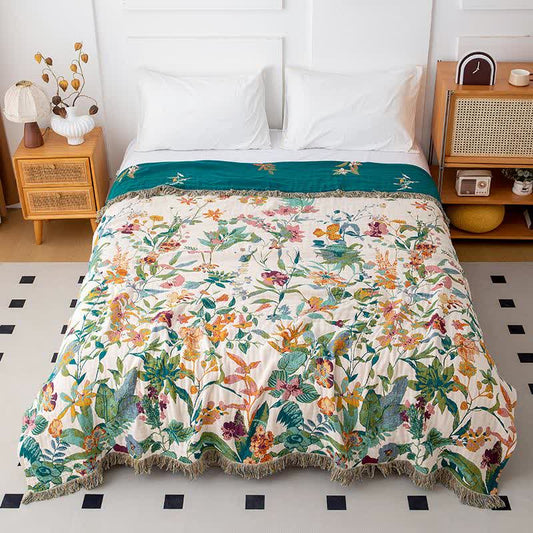 Trapunta con nappe in garza di cotone Flourish Flower - Matrimoniale - image 0