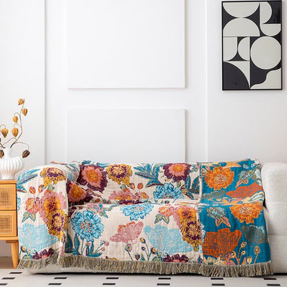 Trapunta in cotone con nappe e peonie colorate e lussuose - image 3