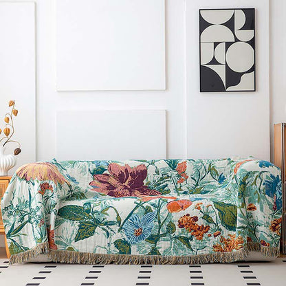 Trapunta con nappe in cotone con fiori di campo verde - image 2