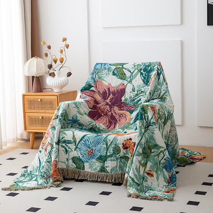 Trapunta con nappe in cotone con fiori di campo verde - image 1