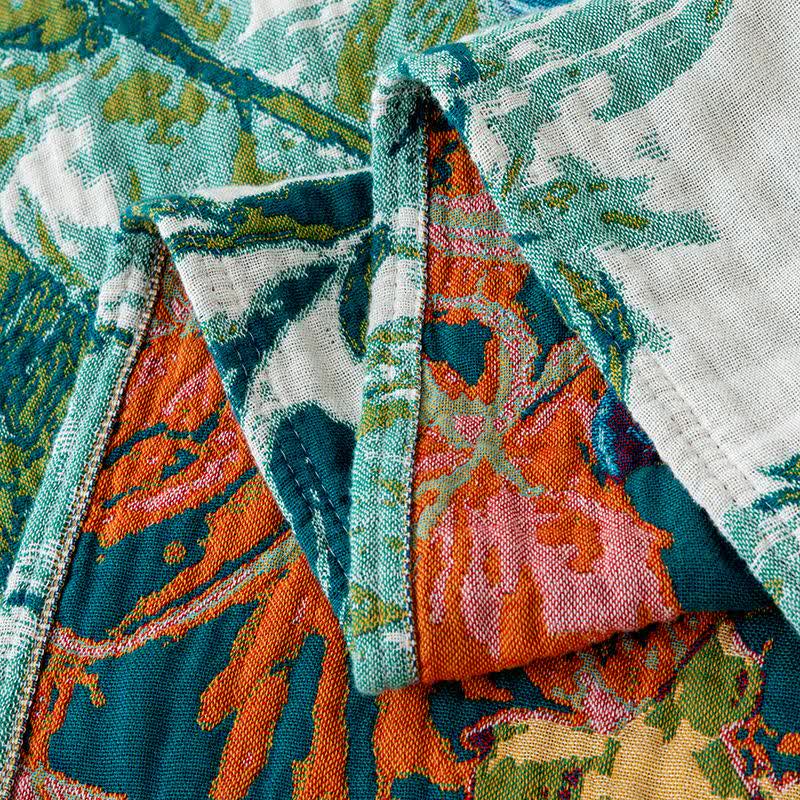 Trapunta con nappe in cotone con fiori di campo verde - image 5