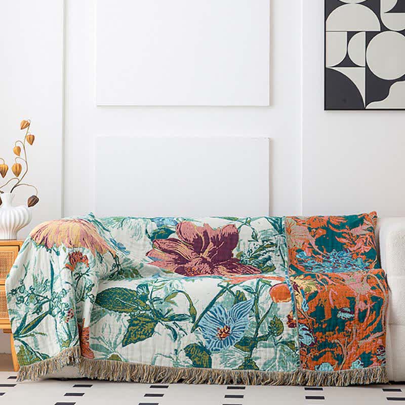 Trapunta con nappe in cotone con fiori di campo verde - image 3