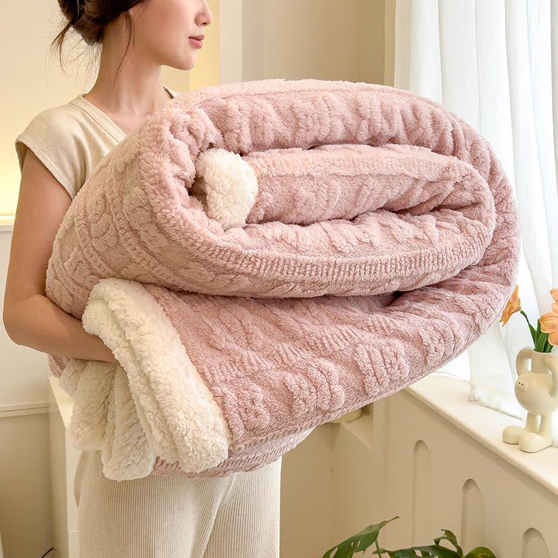 Coperta testurizzata a righe con motivo orso - Rosa - Matrimoniale - image 1