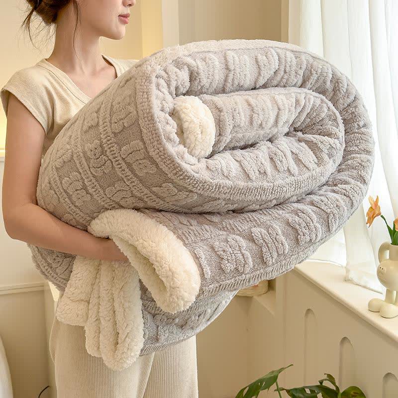 Coperta testurizzata a righe con motivo orso - Grigio - Matrimoniale - image 8