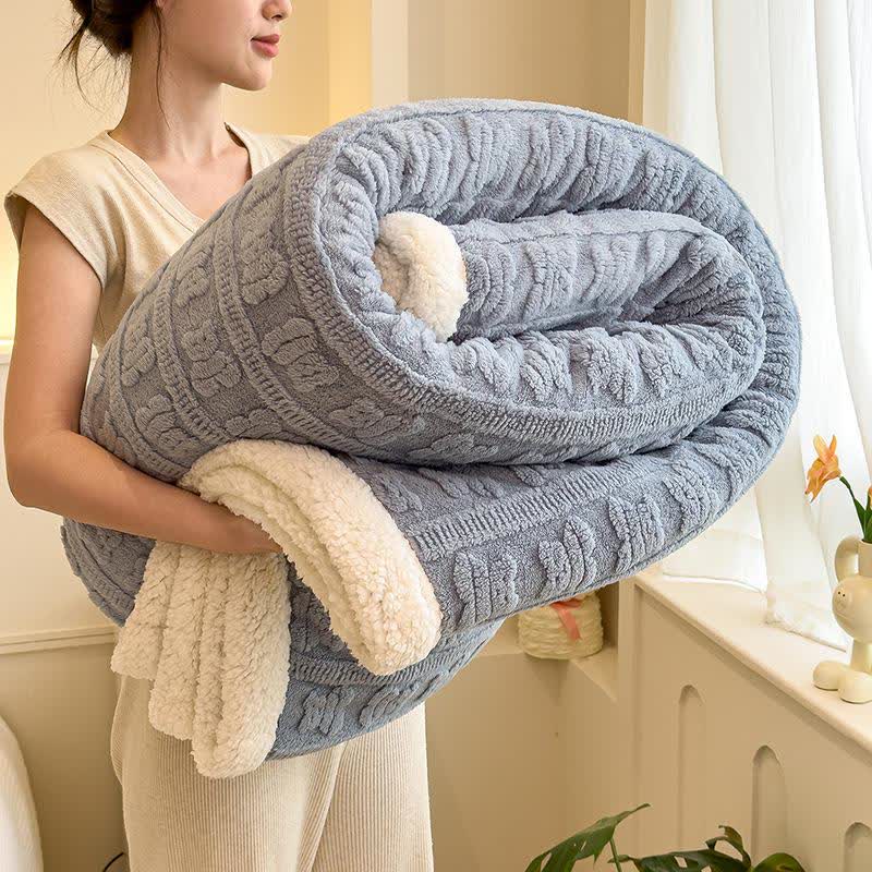 Coperta testurizzata a righe con motivo orso - Blu - Matrimoniale - image 5