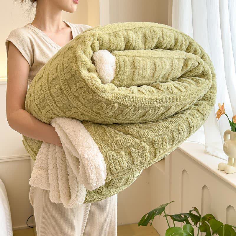 Coperta testurizzata a righe con motivo orso - Verde - Matrimoniale - image 6