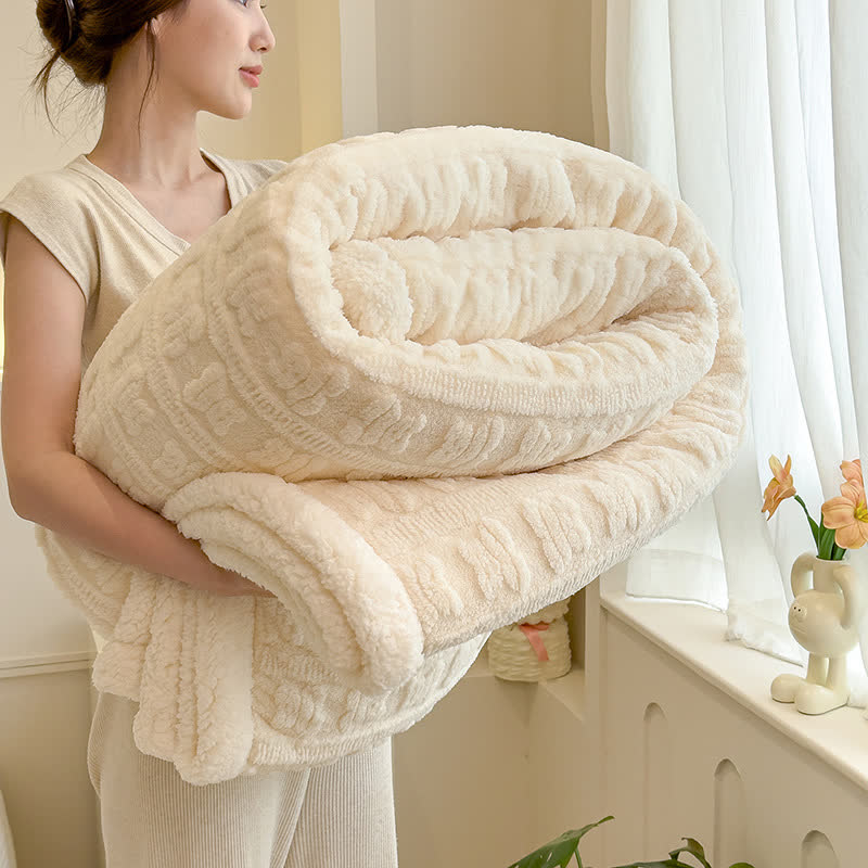 Coperta testurizzata a righe con motivo orso - Beige - Matrimoniale - image 9