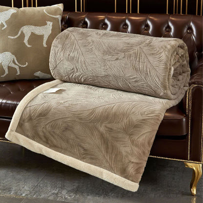 Coperta calda con trama a foglia - Marrone - Matrimoniale - image 6