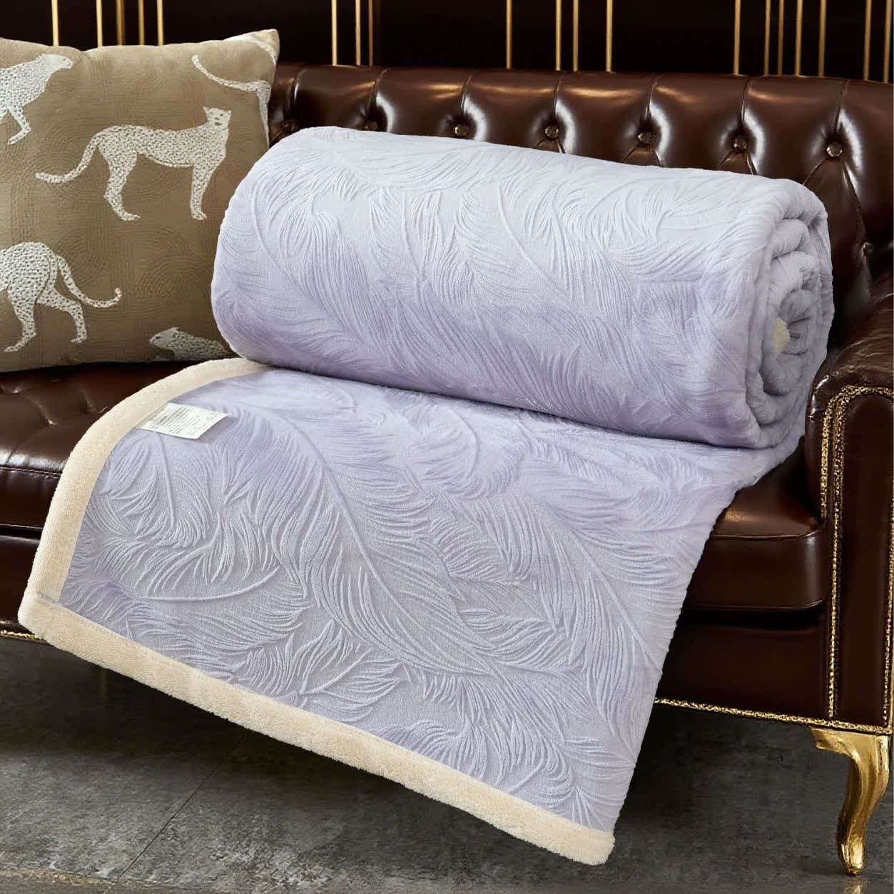 Coperta calda con trama a foglia - Viola - Matrimoniale - image 9