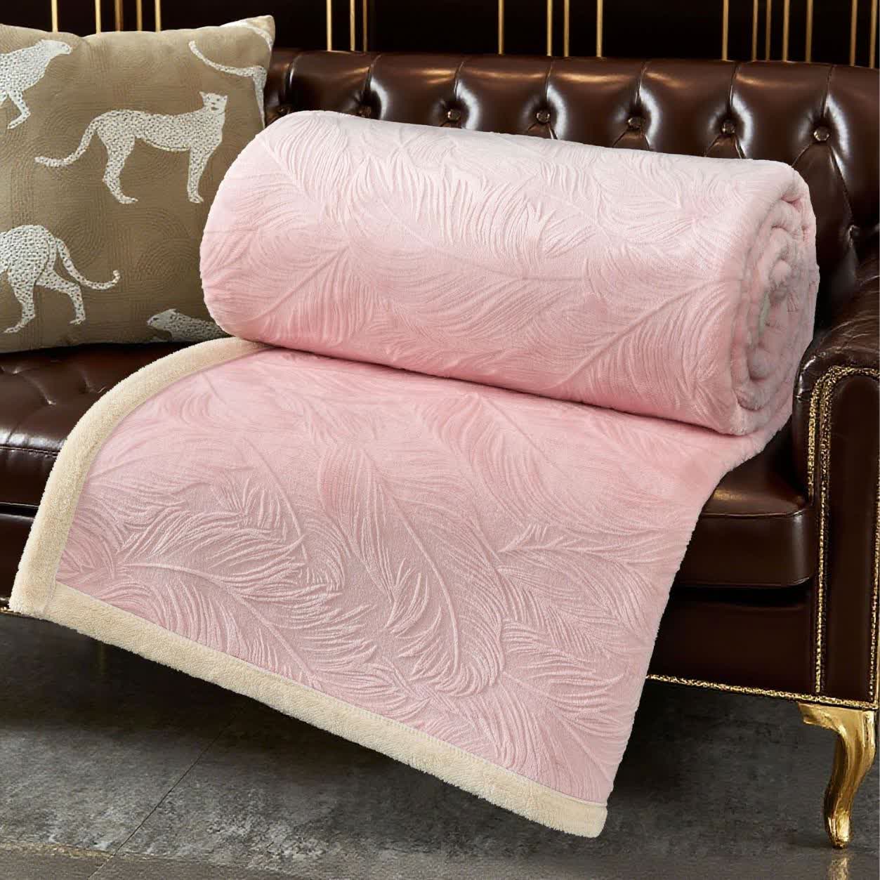 Coperta calda con trama a foglia - Rosa - Matrimoniale - image 13