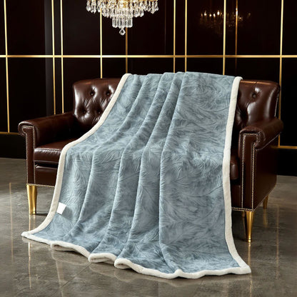 Coperta calda con trama a foglia - image 0