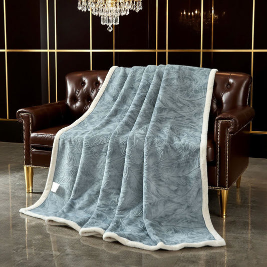 Coperta calda con trama a foglia - image 0
