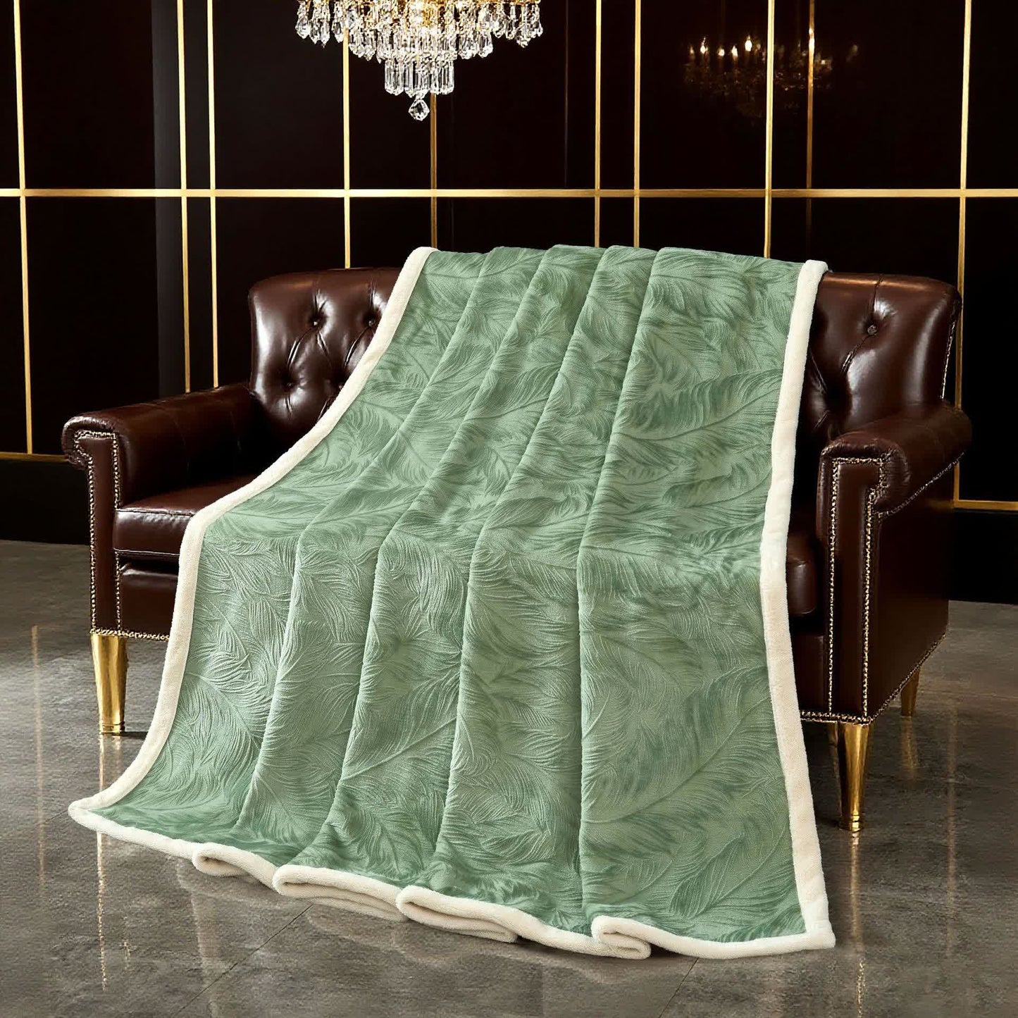 Coperta calda con trama a foglia - image 20