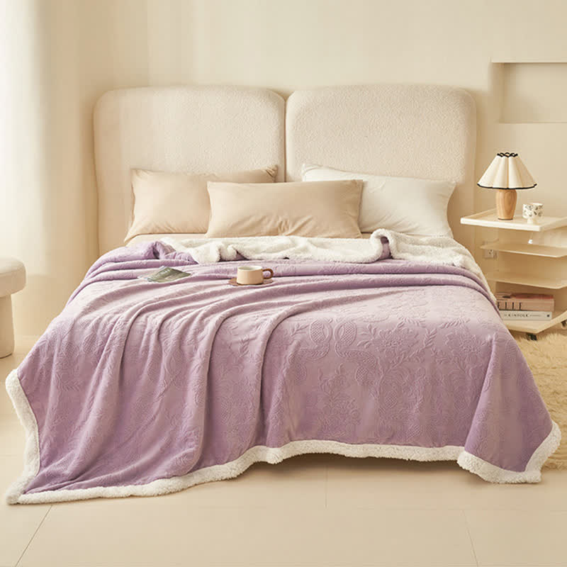 Coperta calda in jacquard con trama floreale - image 3