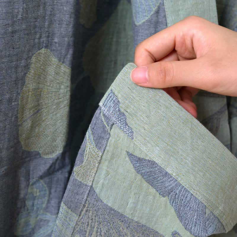 Kimono in cotone biologico con foglie di ginkgo - image 10