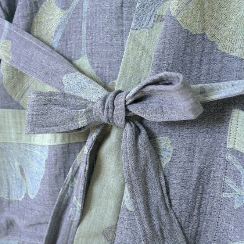 Kimono in cotone biologico con foglie di ginkgo - image 5