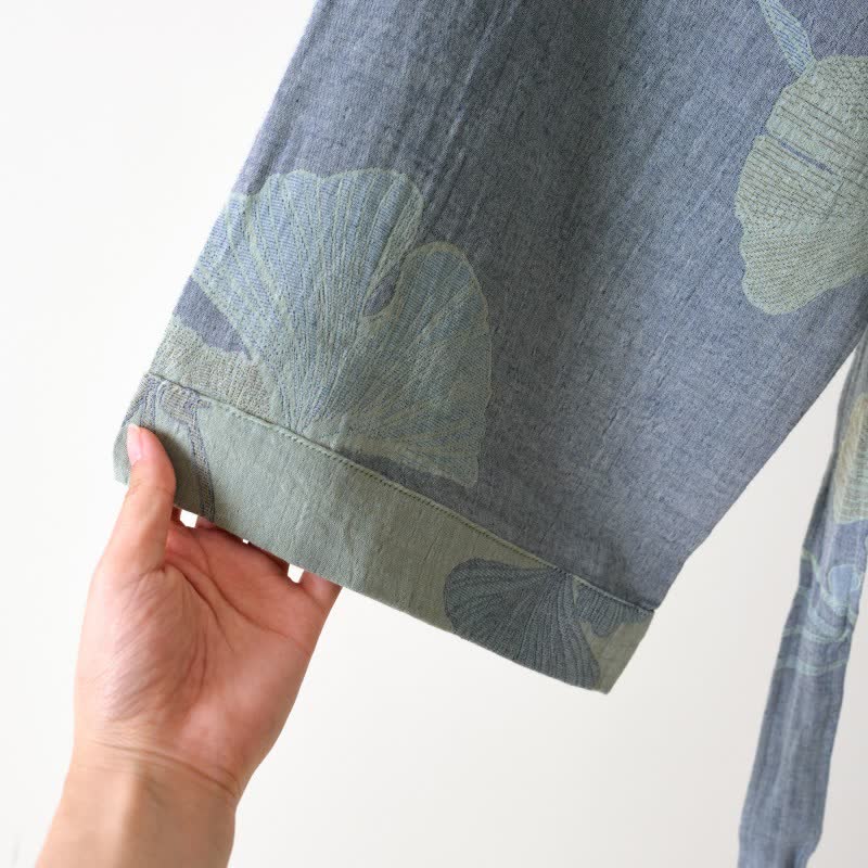 Kimono in cotone biologico con foglie di ginkgo - image 7