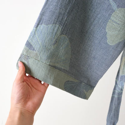 Kimono in cotone biologico con foglie di ginkgo - image 7