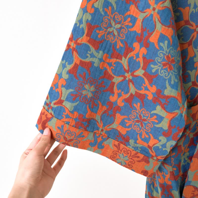 Kimono in cotone con motivo geometrico retrò - image 6