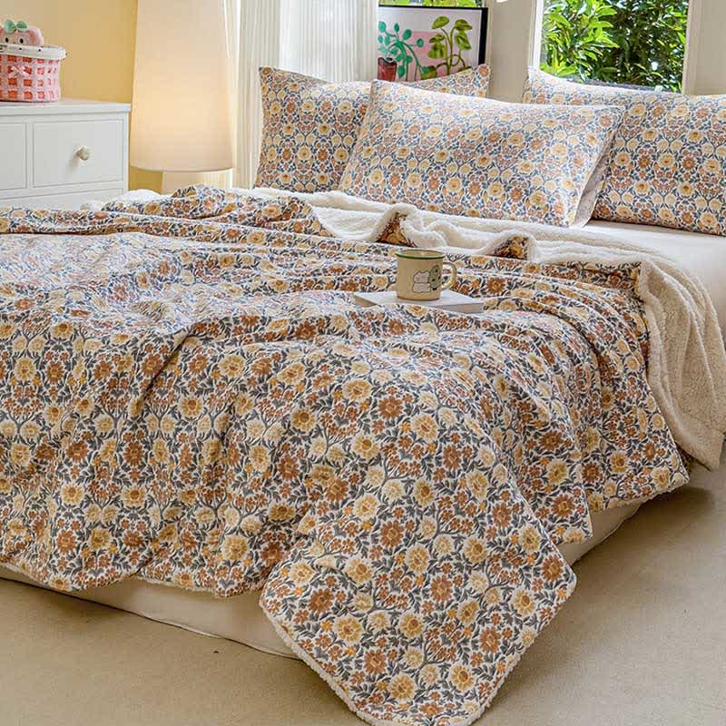 Coperta reversibile con fiori gialli - image 1
