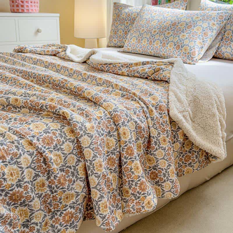 Coperta reversibile con fiori gialli - image 2