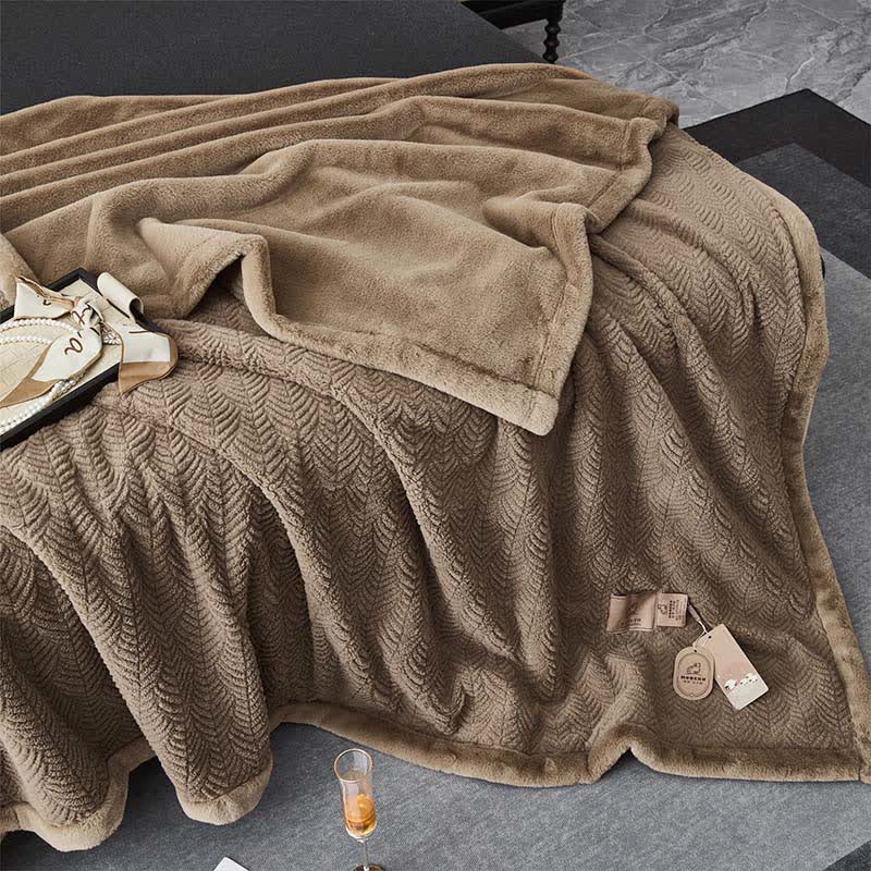 Coperta calda testurizzata ispirata alle foglie - Cammello - Matrimoniale - image 11