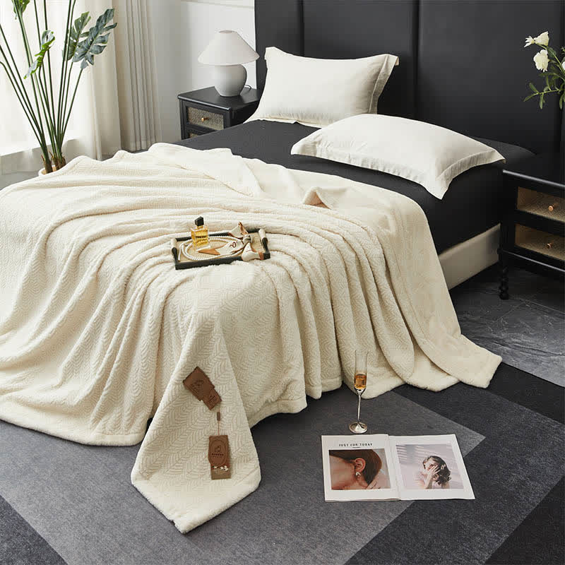 Coperta calda testurizzata ispirata alle foglie - Beige - Matrimoniale - image 10