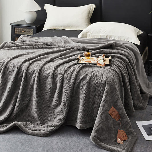 Coperta calda testurizzata ispirata alle foglie - Grigio - Matrimoniale - image 0