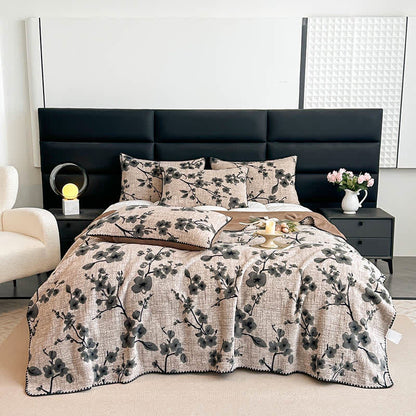 Coperta jacquard con motivo a fiori di prugna - 2 federe - Marrone - 48cm x 74cm - image 10