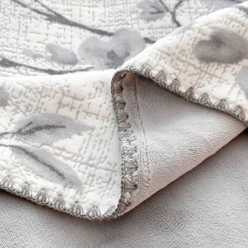 Coperta jacquard con motivo a fiori di prugna - image 9