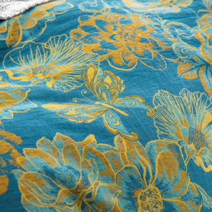 Set di biancheria da letto in garza di cotone con farfalle floreali (4 pezzi) - image 6