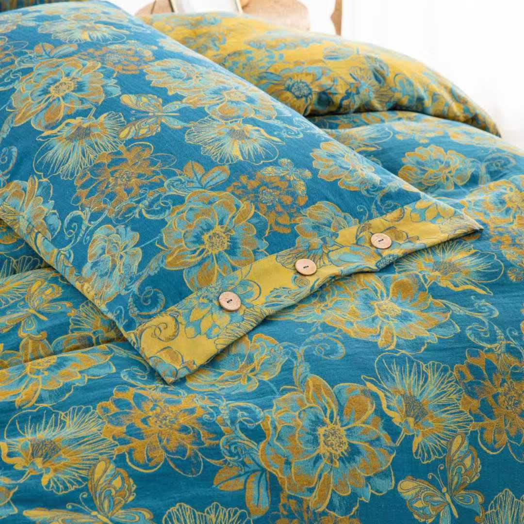 Set di biancheria da letto in garza di cotone con farfalle floreali (4 pezzi) - image 3