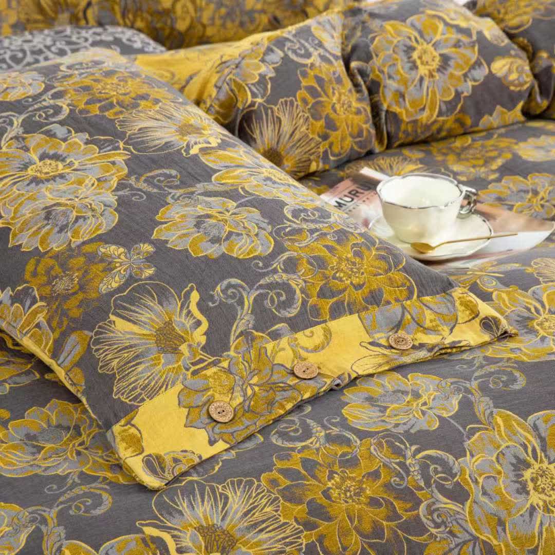 Set di biancheria da letto in garza di cotone con farfalle floreali (4 pezzi) - image 12