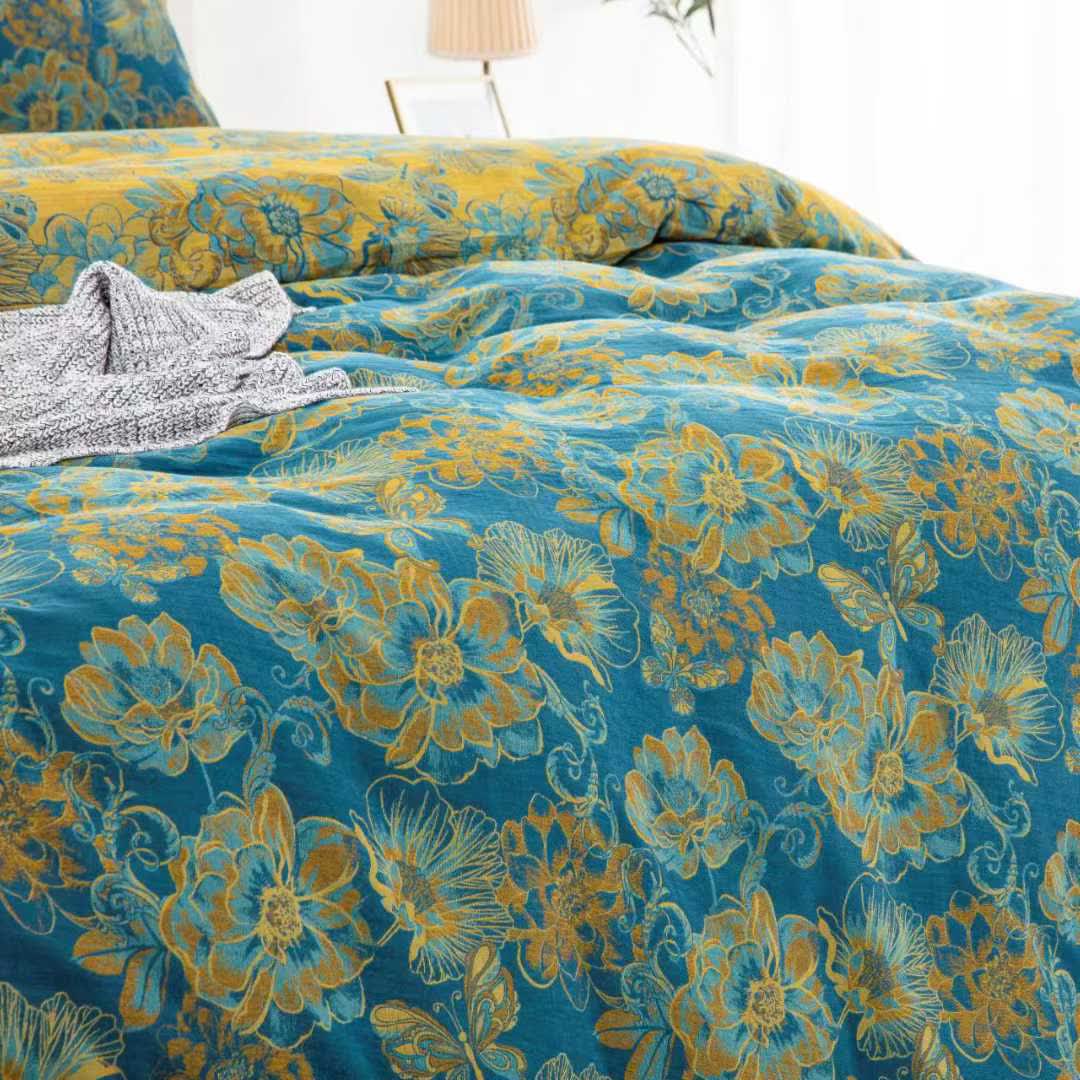 Set di biancheria da letto in garza di cotone con farfalle floreali (4 pezzi) - image 5