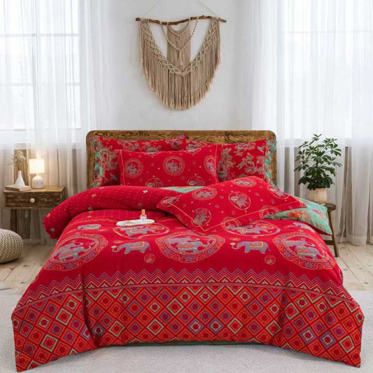 Set di biancheria da letto in garza di cotone con elefante tailandese (4 pezzi) - Matrimoniale Grande - image 0