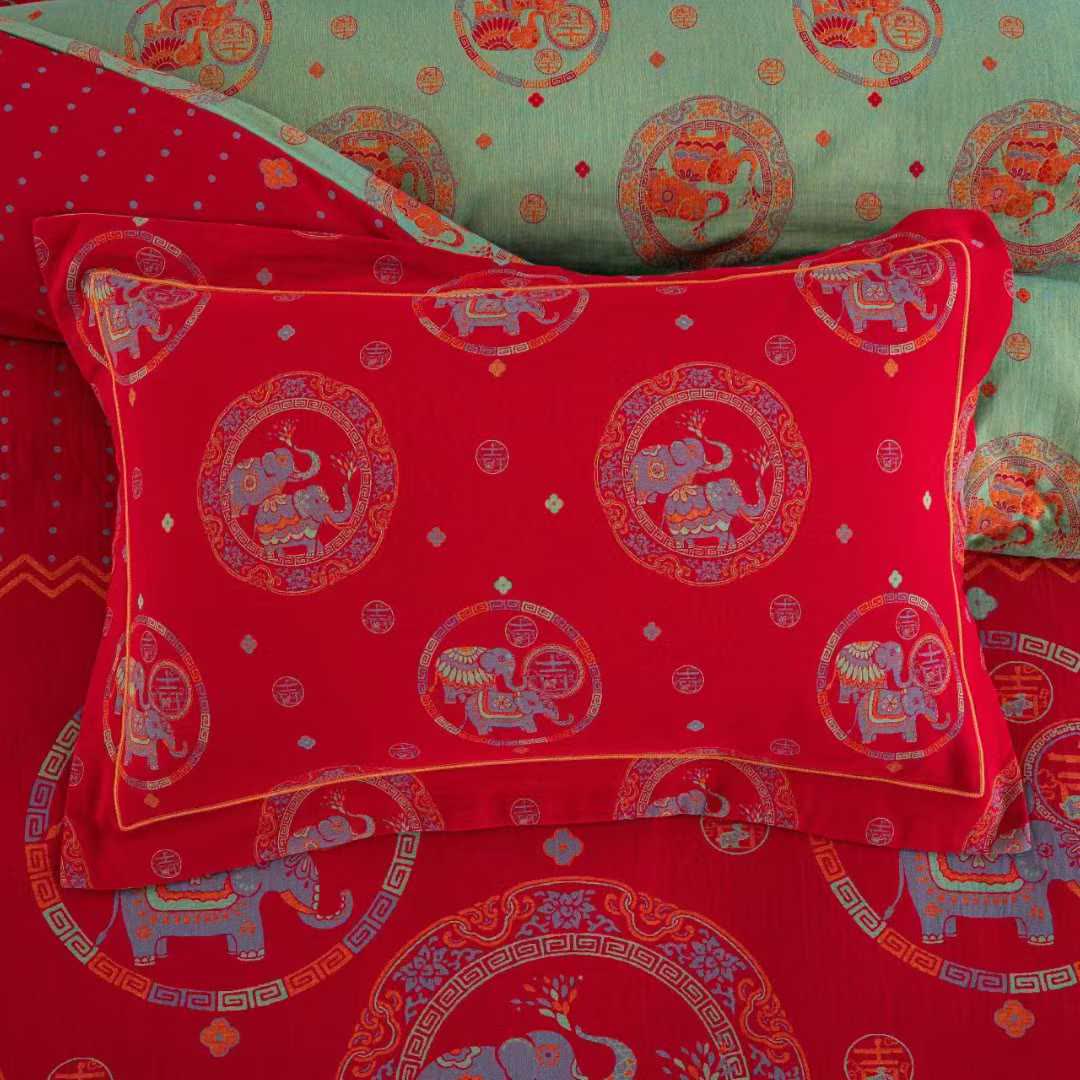 Set di biancheria da letto in garza di cotone con elefante tailandese (4 pezzi) - image 4