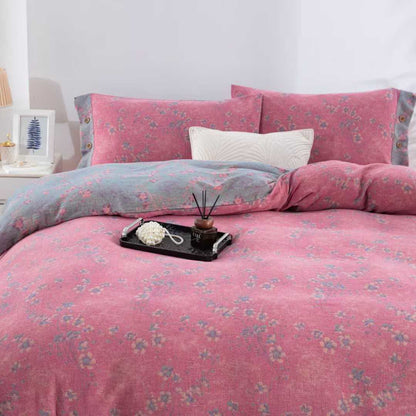 Set di biancheria da letto reversibile in garza di cotone floreale (4 pezzi) - image 10