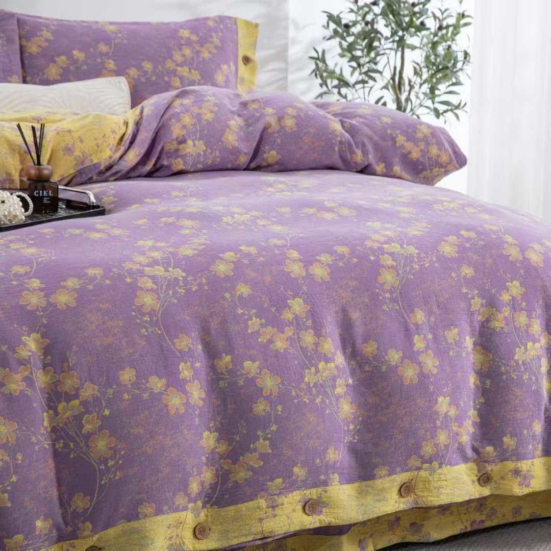 Set di biancheria da letto reversibile in garza di cotone floreale (4 pezzi) - image 12
