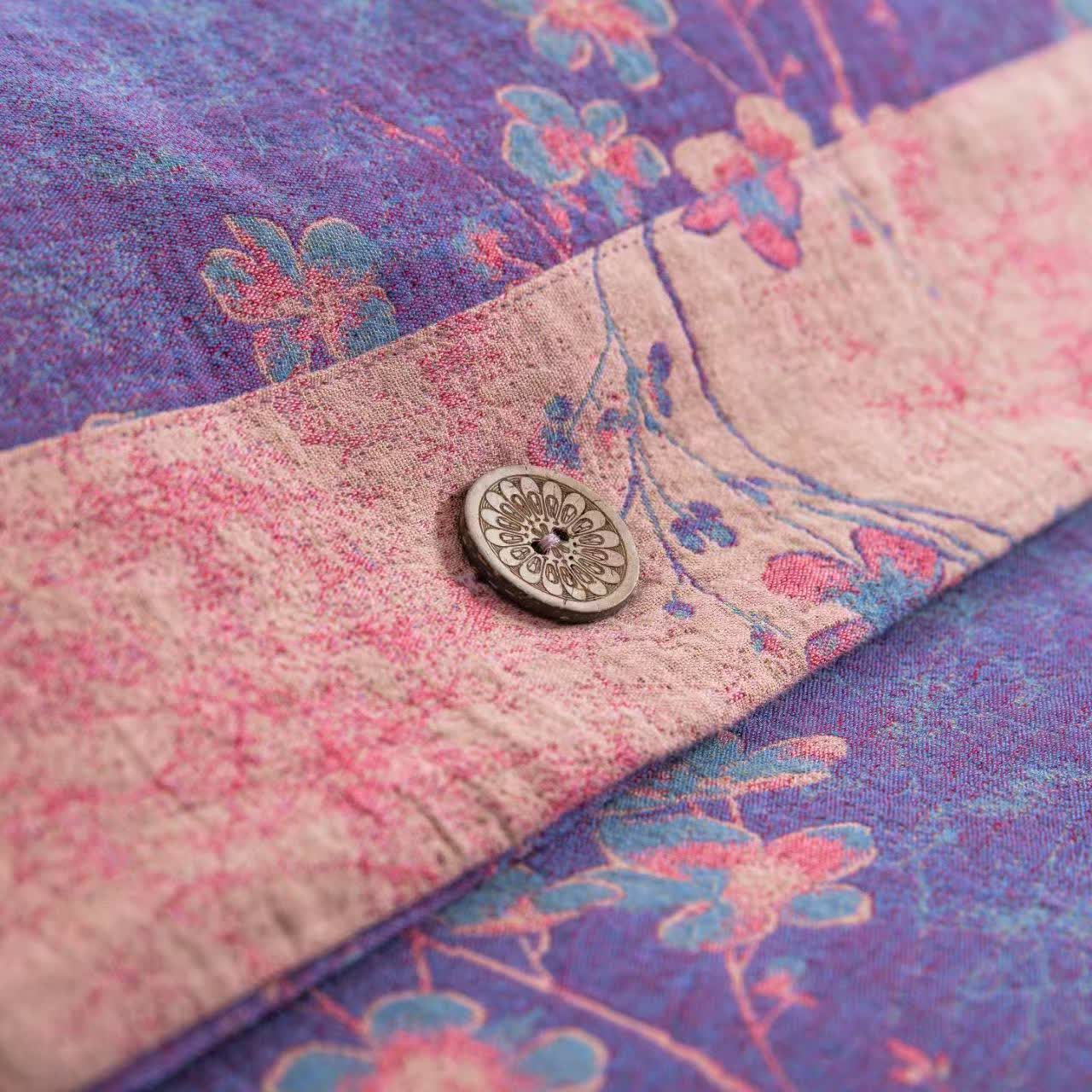 Set di biancheria da letto reversibile in garza di cotone floreale (4 pezzi) - image 7